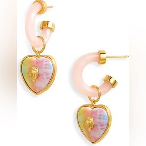 Kurt Geiger Pink and Gold Heart Earrings